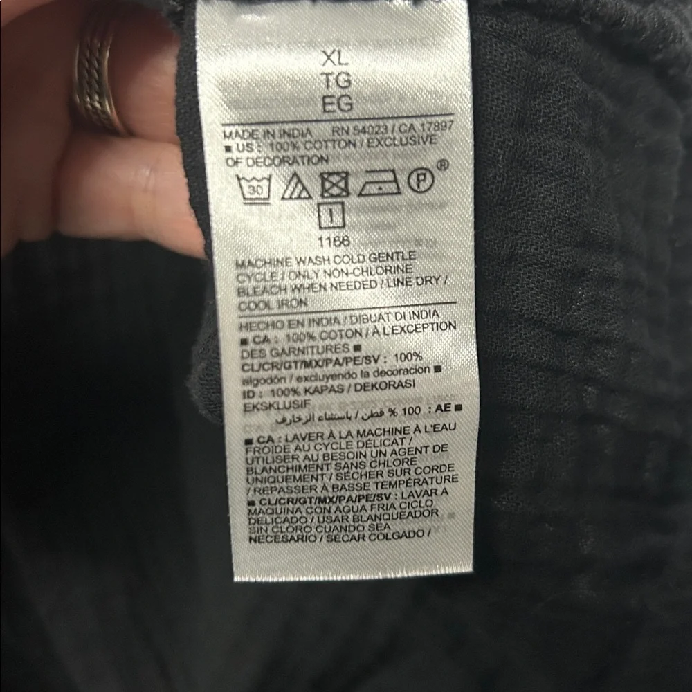 Boho Embroidered Gauzy Peasant Top - Black - Picture 5 of 5